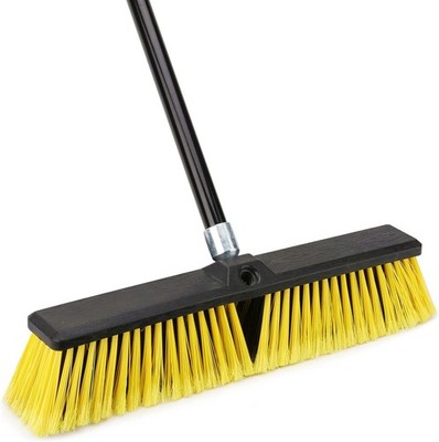 18 Inches Push Broom Outdoor- Heavy Duty Broom W/ 63'' Long Handle Deck Driveway
