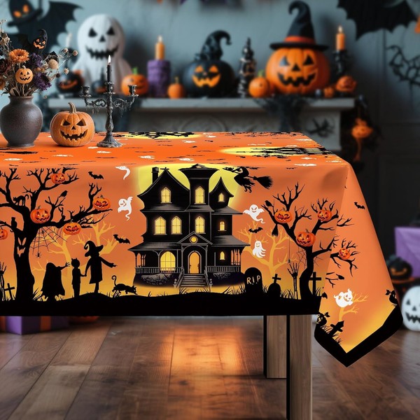 Tischdecke Halloween Karo Polyester Rechteckig 140 X 180 Cm Deko TischwäSche-image
