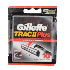 Gillette TRAC II Plus Mens Razor Blade Refills, 10 Cartridges NEW DAMAGED BOX