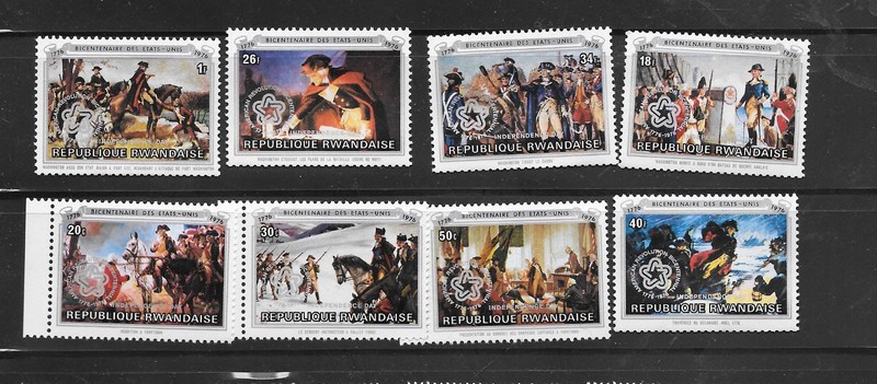 RWANDA #764-761 1976 OVERPRINT AM. REVOLUTION MNH OLD XF COMMEM  PICTORIAL SET