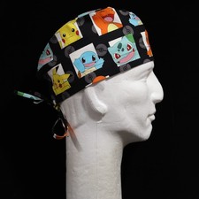 Colorful Pokemon Characters on Black Theme Scrub Hat Rare