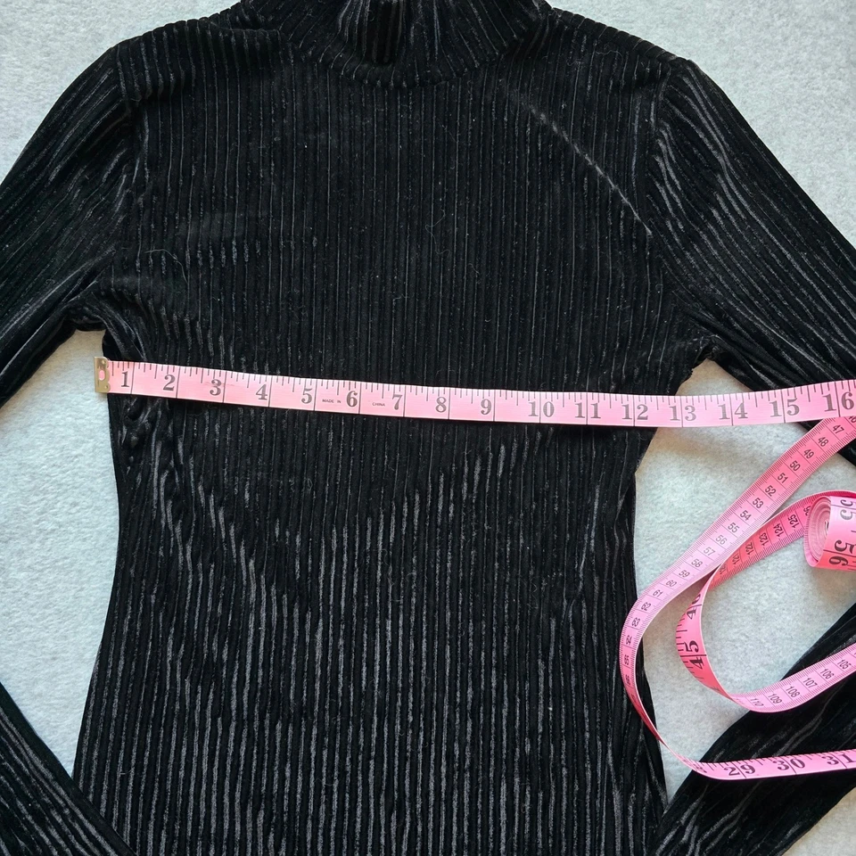 Forever 21 черный ребристый бархата насмешливый шеи мини-платье с длинным рукавом праздничное платье - Изображение 3 из 4