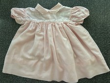 Vintage Baby Girl Dress, 12 Months, Philippine, Pink w White Eyelet Yoke