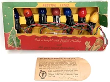 MCM Christmas Lights With Box Multicolor Festive Lites Noma Made In USA 1950s
