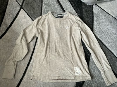 Size Small - American Eagle Vintage Long Sleeve Cotton Gray Shirt Y2K