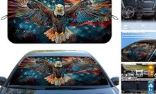 Car Windshield Sunshades - Blocks UV Rays - 59"L x 31.5"W Retro American Flag
