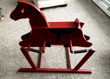 RIDE-ON WOODEN RED ROCKING WONDER HORSE ON SPRINGS super condition. 1950's