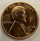 1938-D Lincoln Cent BU From Mint Roll - Really Nice High Grade Coin!! #13