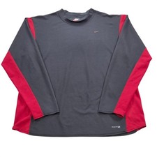 Nike Mens Large Long Sleeve Dri Fit Gray Red Athletic Shirt Made In USA