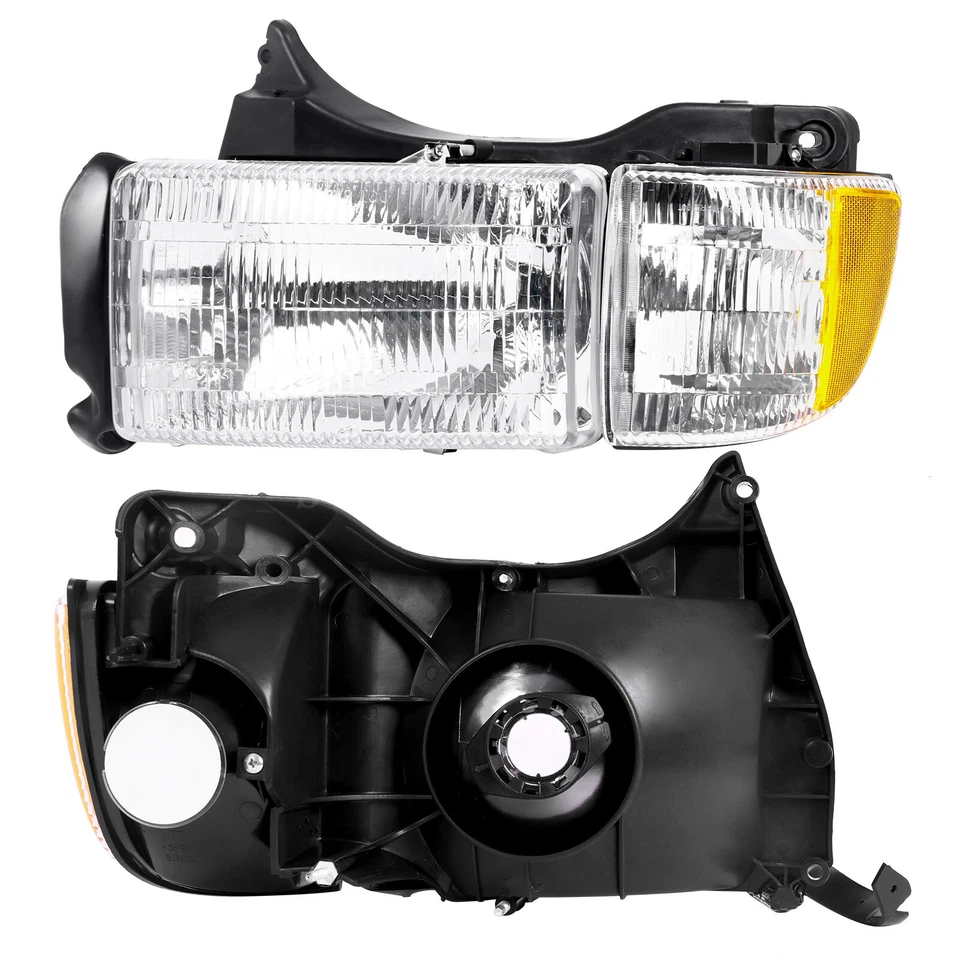 For 1994-2002 Dodge Ram 1500 94-02 2500 3500 Headlights Headlamp Pair Chrome Foto 4 de 4