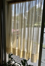 JC Penney~Lisette~SHEER VOILE rod pocket Curtains W-58” L-61” Gold ~6 PANELS~