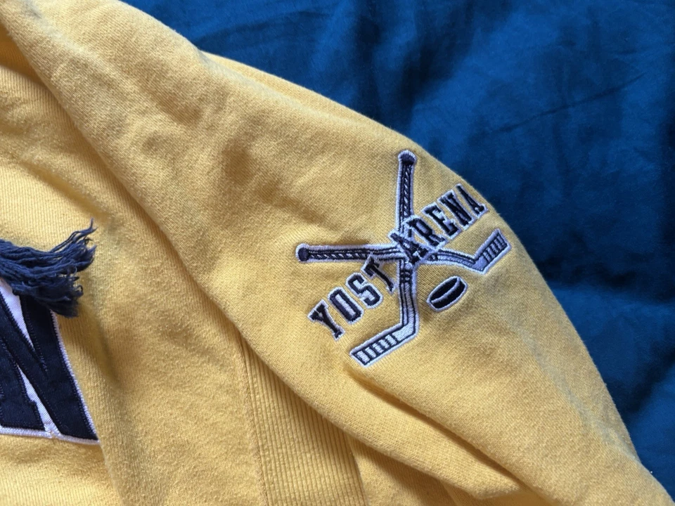 Moletom com capuz Michigan Wolverines hóquei masculino grande amarelo Champion Yost - Imagem 3 de 4