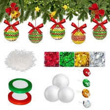 Christmas Crafts Sequin Ornaments Kit 10 Ball DIY Hanging Christmas Tree Ba...