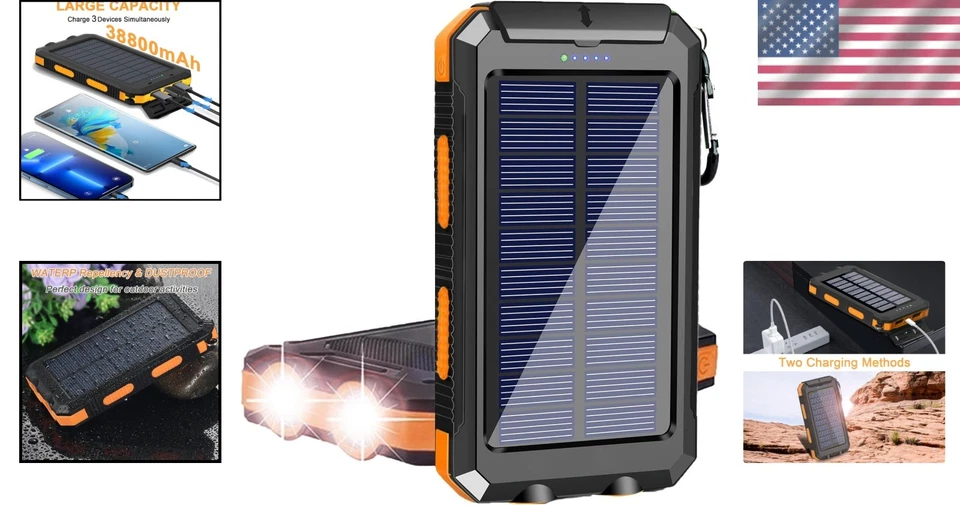 YELOMIN Cargador Solar, Banco de Energía Solar 38800mAh, Cargador Portátil Exterior Foto 2 de 4