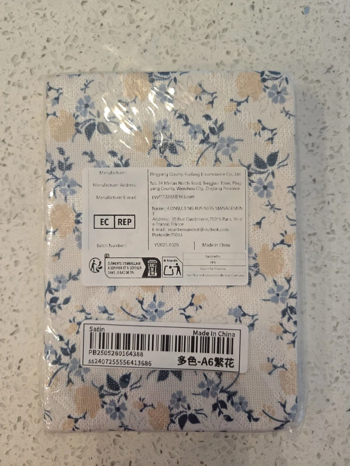 New Silk covered note book 4x6 inches. White with yellow & blue flowers - Image 3 of 4
