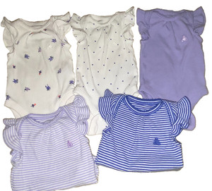 JC !WOW! BABY GAP 0-3M Ribbed Set of 5 Short Flutter Sleeve Tank top bodysuits