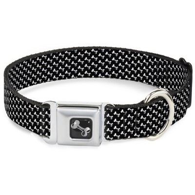 Dog Collar Bone Dog Bone Black/White WIDE-Small 13-17'' (US IMPORT)