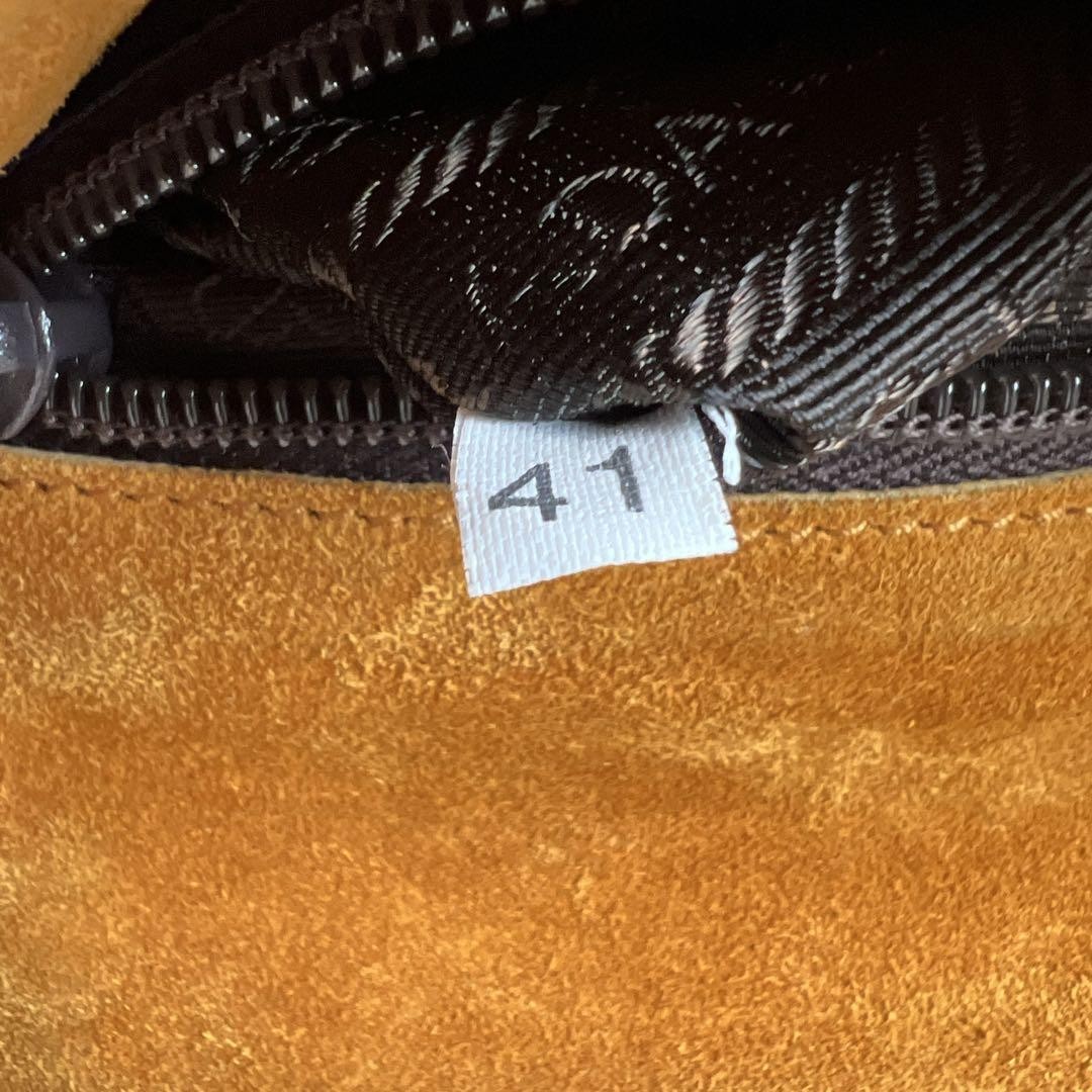90s PRADA Suede Ribbon Shoulder Bag Orange Brown One