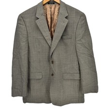 Lauren Ralph Lauren Blazer Mens 42 R Jacket Tan Houndstooth Wool Classic
