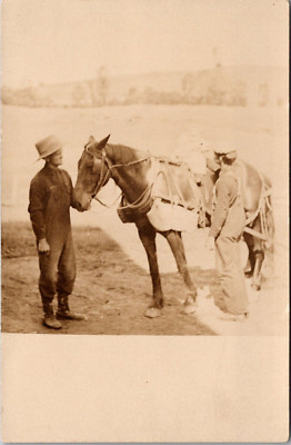 RPPC Postcard- Two Men With Work Horse