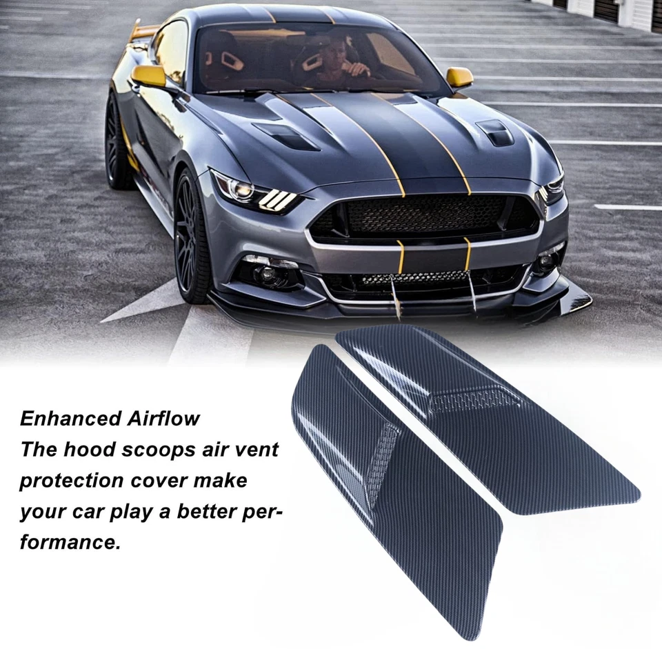 For Ford Mustang 2015 To 2017 Carbon Fiber Car Engine Hood Air Outlet Vent Trim Foto 4 de 4