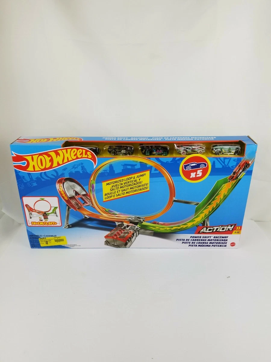 Hot Wheels Action Power Shift Raceway Loop Track 5 Race Vehicles