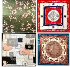 Women's Floral Print Scarf Silk Satin Square Smooth Head Shawl Scarfs 35"*35"