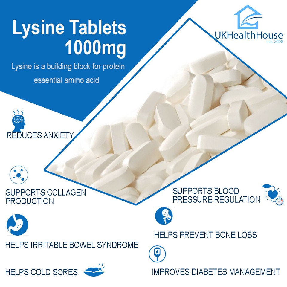 L-Lysine 1000mg Tablets - Fights Cold Sores, Herpes - Amino Acid | eBay UK
