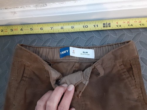 Old Navy Corduroy Pants Boys Small 6-7 Brown Tapered 100% Cotton #S59 - Picture 2 of 3