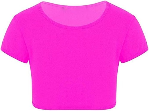 Girls Crop Top Plain Short Sleeves T-shirt Dance Tee Shirt 3-14 Years Neon Kids - Picture 4 of 13