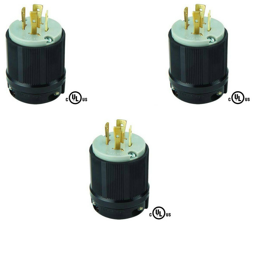 NEMA L15-20P Locking Plug - 20 Amp, 250VAC, 3P4W, Industrial Grade, CUL Listed - View #3