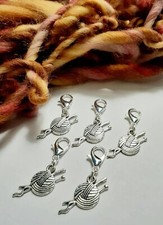Silver Yarn Needle Stitch Markers Set of 5 Crochet Knitting Lobster Clasp