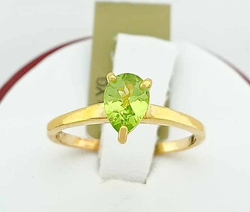 GENUINE 1.04 Cts PERIDOT SOLITAIRE RING 10k GOLD - Free Certificate Appraisal - Picture 3 of 5