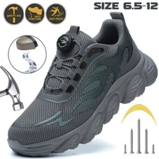 Men Steel Toe Cap Boots Work Safety Shoes Lace-free Rotating Buckle Lightweight