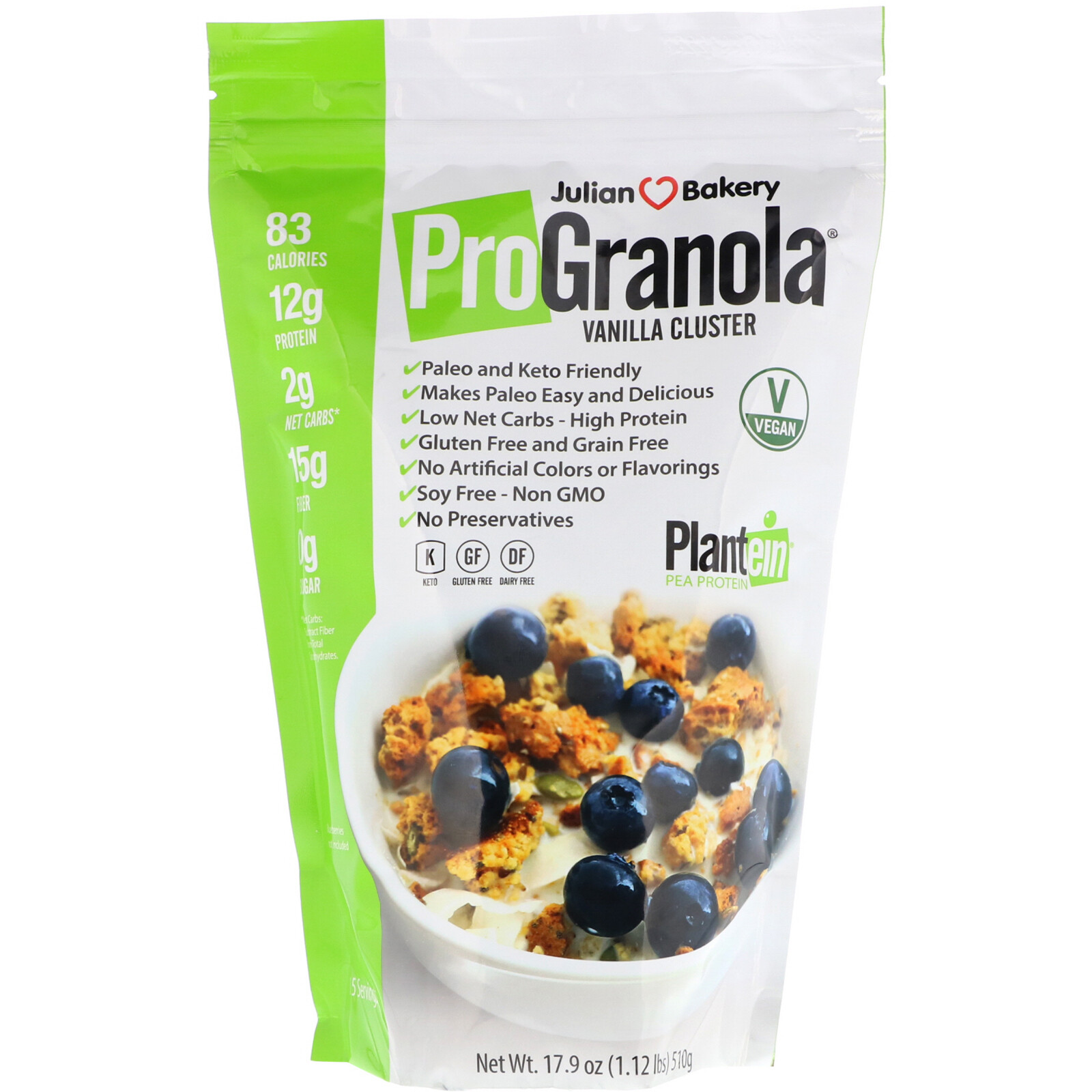 Julian Bakery, Pro Granola, racimo de vainilla, 17,9 oz (510 g)