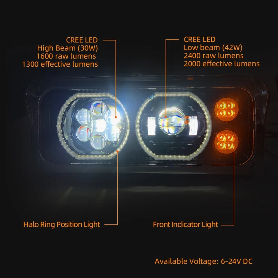 PAIR Full LED HEADLIGHTS Peterbilt 379 357 KENWORTH W900 WESTERN STAR 4800 - Image 2 of 4