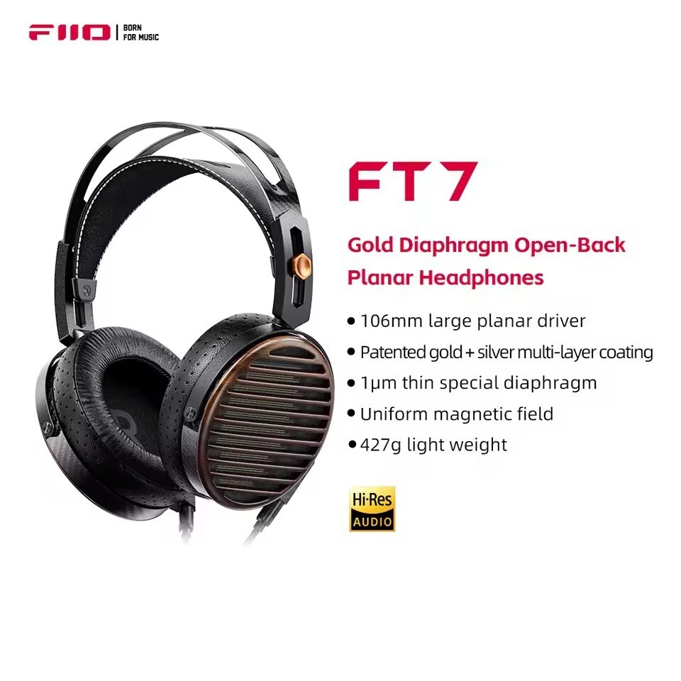 FiiO FT7 Open Tablet HiFi Headphones Carbon Fiber Body 106mm Large