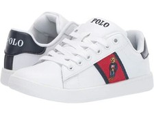 Polo Ralph Lauren Logo Bear Leather Children Low Top Lace Up Sneakers New