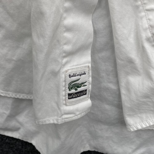 Lacoste Mens Size 41 Long Sleeve Button Down Shirt White Pocket Croc Logo - Picture 7 of 18