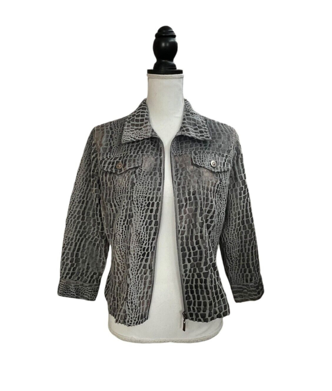 Ruby Rd. Petite Womens Gray Jacket Polyester Snak… - image 2