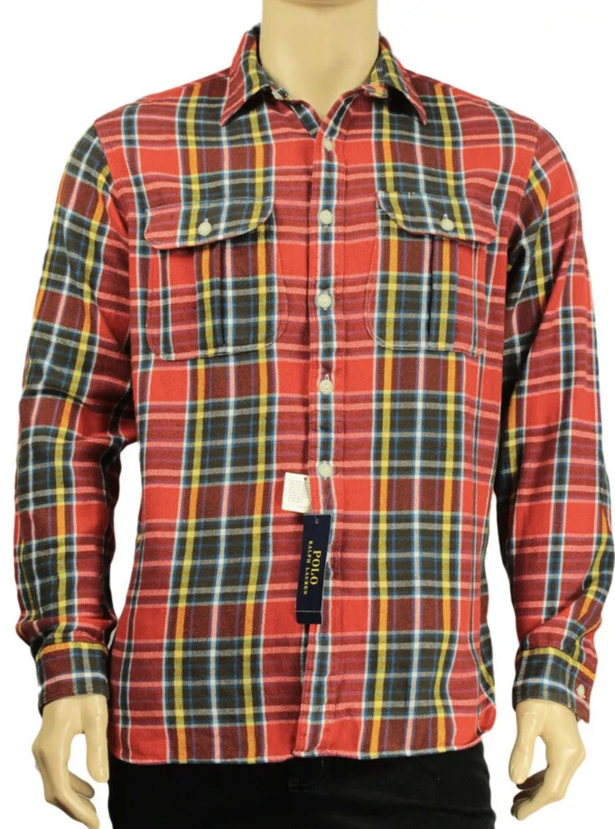 NEW POLO RALPH LAUREN YOSEMITE LIGHTWEIGHT FLANNEL PLAID BUTTON FRONT SHIRT #108