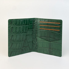 Real Crocodile Leather Credit Card Holder Mini Bifold Wallet RFID Blocking