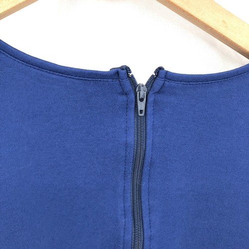 Mod cloth square neck 3/4 sleeve fit & flare scuba dress Blue nautical classic L - Picture 7 of 8