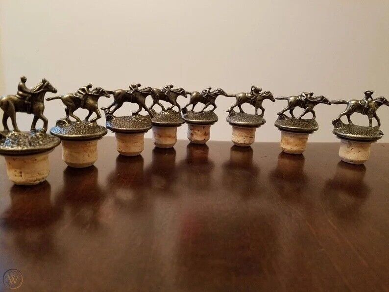 Complete Set of 8 Bottle Stoppers, Blanton's Bourbon Bottle Cork Stoppers 