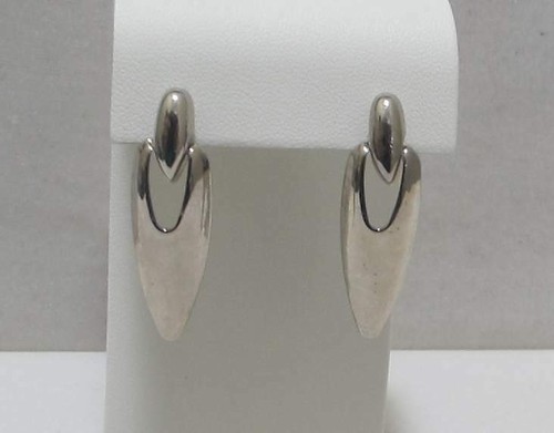 Sleek Modernist Vtg 1-5/8” Silver Tone Dangle “Cosmos Pod” Post Pierced Earrings - Picture 2 of 12