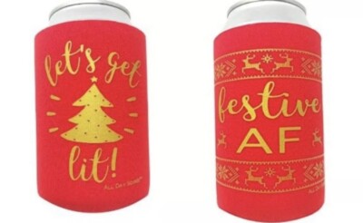 2 Pack CHRISTMAS Can Koozies Cooler XMAS HOLIDAY GRINCH ELF VACATION