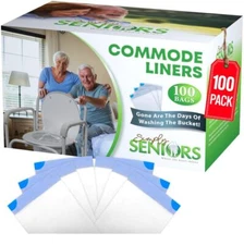 	Commode Liners - 100 Strong Portable Toilet Bags - Easy To Use Bedside	