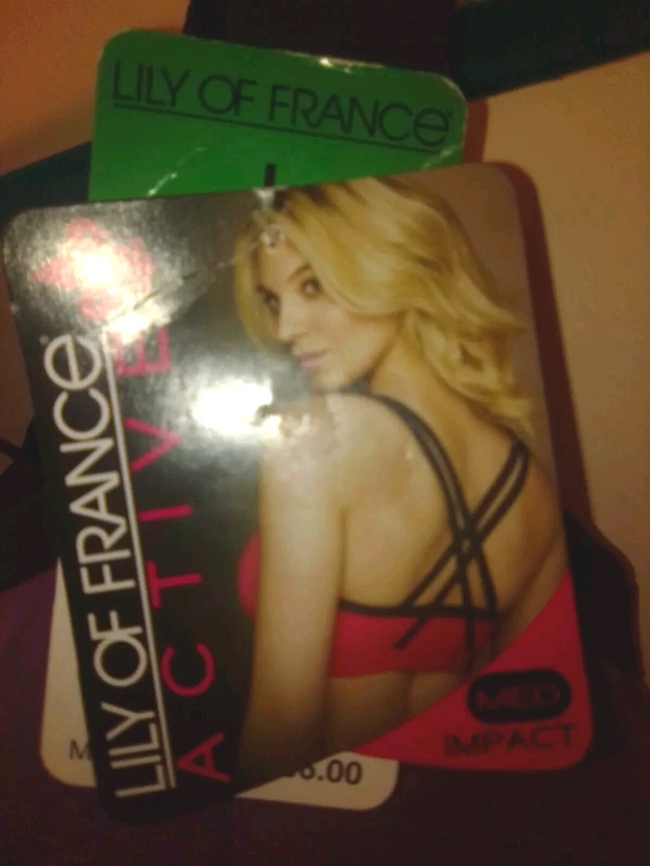 Sujetador deportivo activo espalda cruzada Lilly of France tinta púrpura impacto medio talla L nuevo Foto 2 de 4