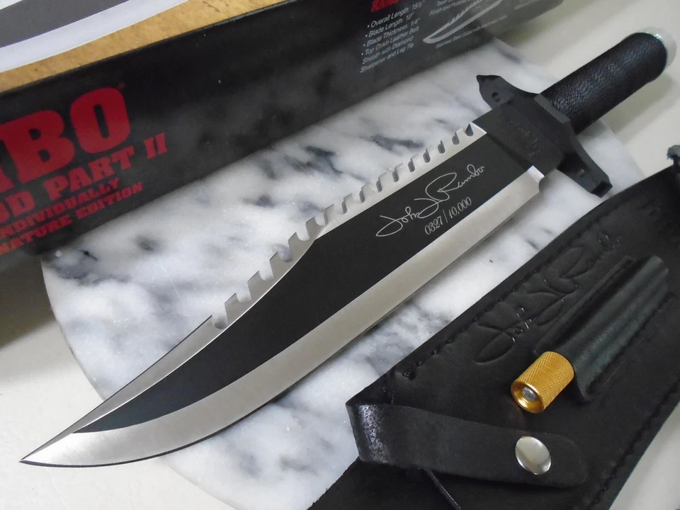 Cuchillo de combate Bowie Rambo II John J Limited Signature hoja fija 9424 15,50" OA Foto 4 de 4