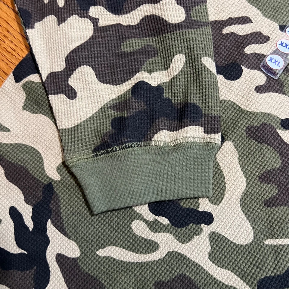 Camisa Champs Camuflada Para Hombres XXL 2XL Verde Térmica Waffle Pullover Foto 4 de 4